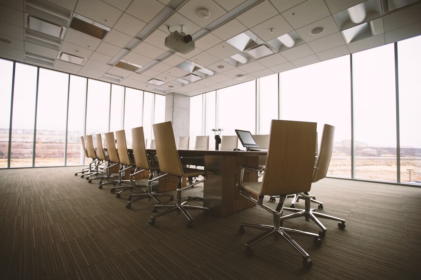 Conference table and chairs in a quiet meeting room