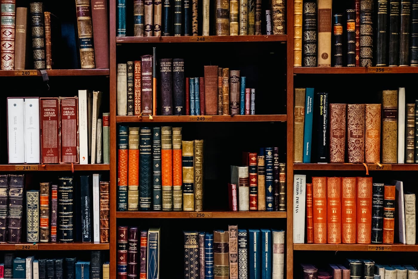 Bound legal volumes on an office shelf